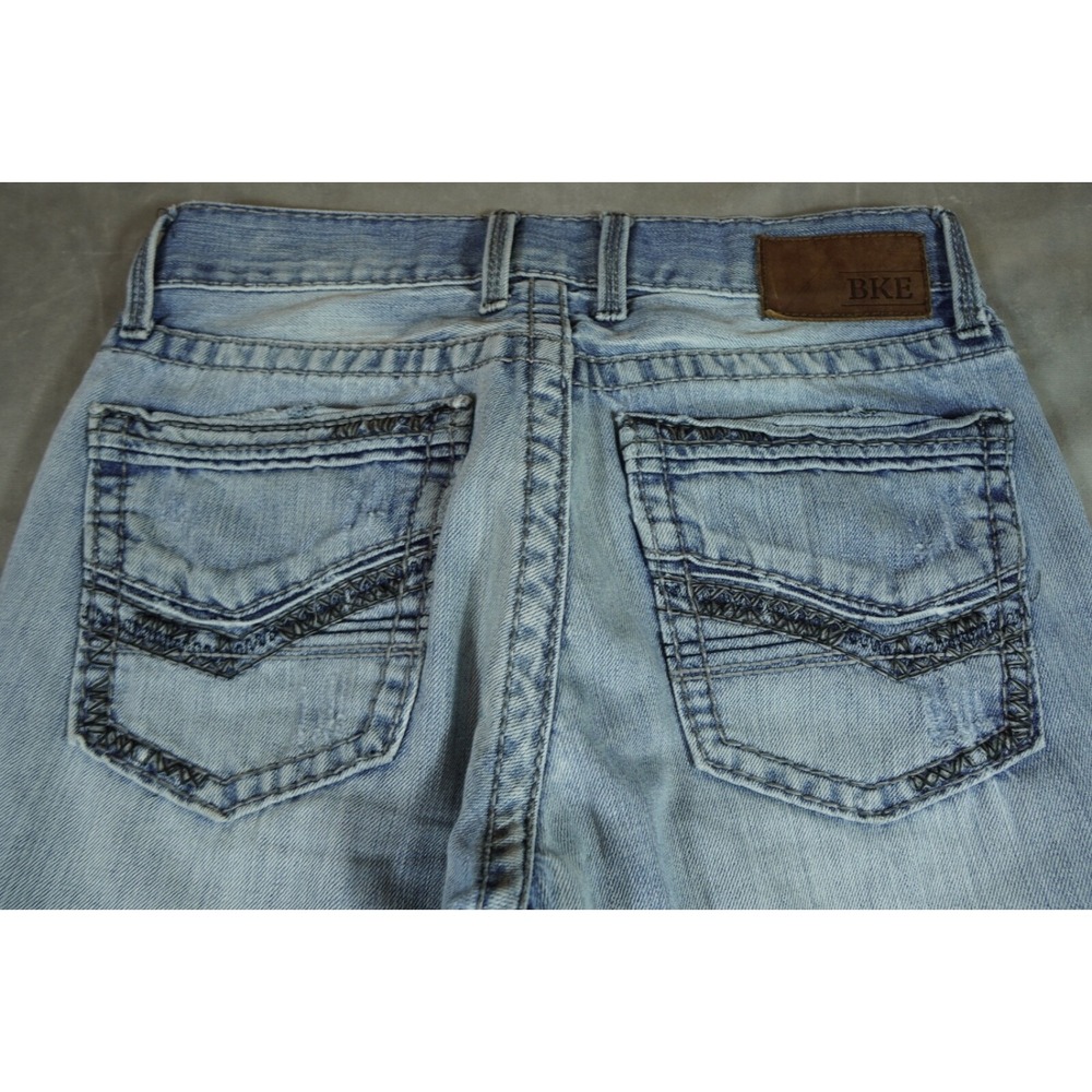 BKE‎ Fulton Bootcut Womens Jeans 28 Blue Reg Fit Embroidered Pockets Distressed